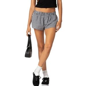 Edikted Black and White Checkered Shorts